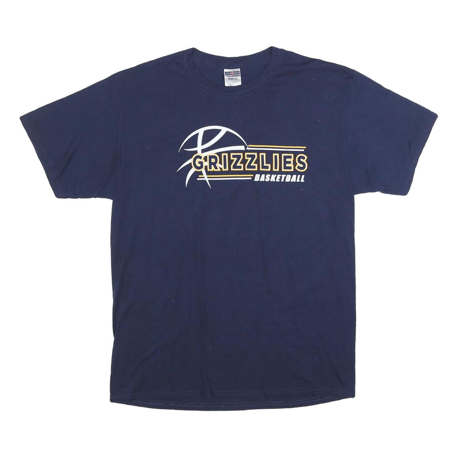 JERZEES Mens Navy Blue Grizzlies Basketball T-Shirt L Short Sleeve Crew Neck Refurbished - N/A refurbished available on Cerqular