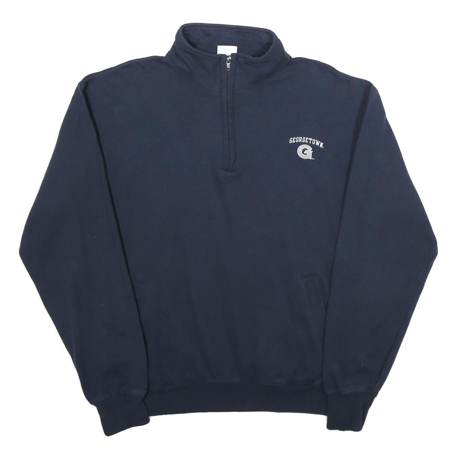 CHAMPION Mens Navy Georgetown 1/4 Zip L Cotton Blend Sweatshirt Pullover Refurbished - N/A refurbished available on Cerqular