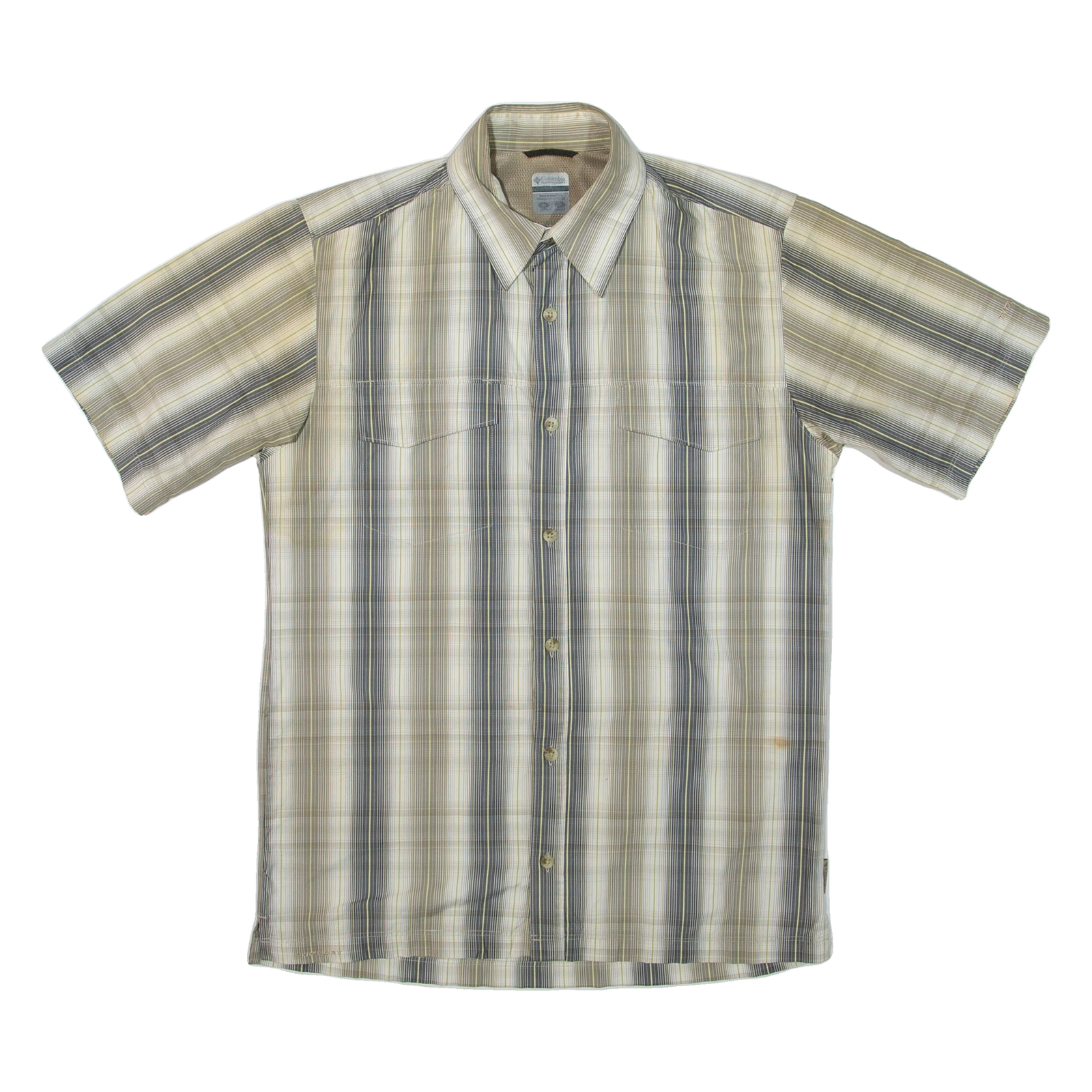 COLUMBIA Mens Shirt Grey Striped M Refurbished - N/A refurbished available on Cerqular