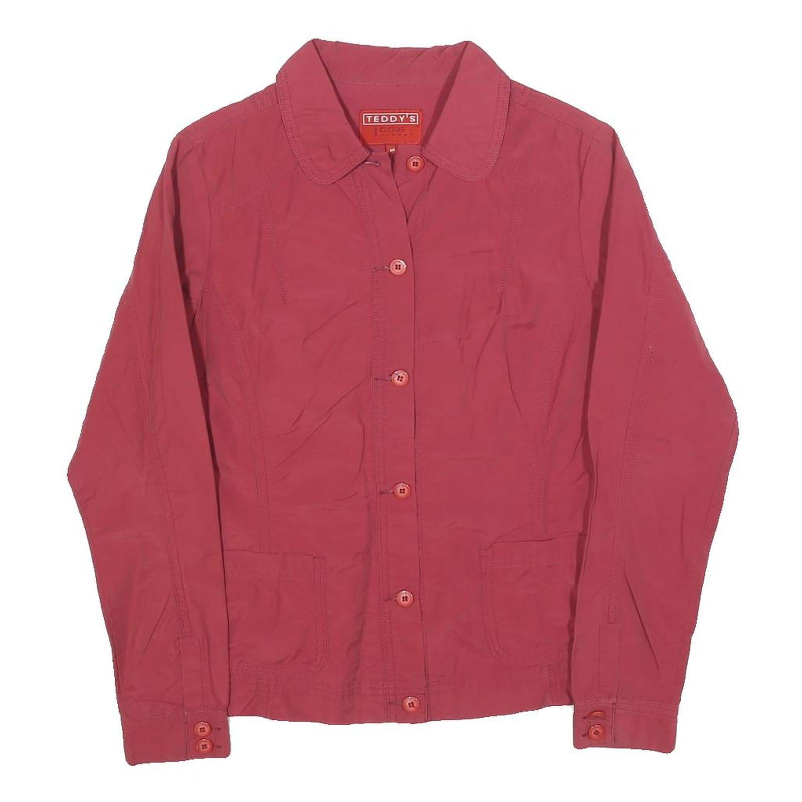 TEDDYS Womens Red Button Jacket M Cotton Blend Classic Casual Outerwear Refurbished - N/A refurbished available on Cerqular