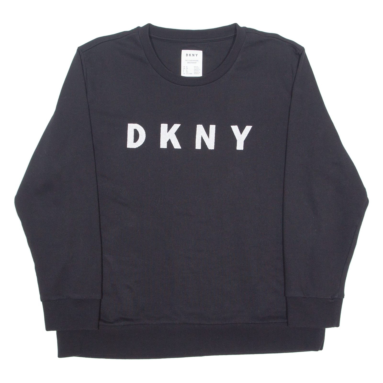 DKNY Womens Sweatshirt Black Crew Neck XL Refurbished - N/A refurbished available on Cerqular