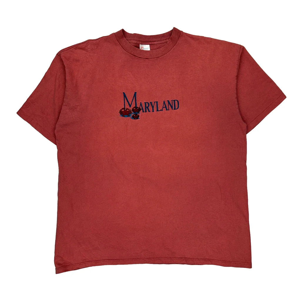 Maryland Desert Heat Single Stitch T-Shirt - 2XL Red Cotton Refurbished - Thrifted (note: this is a term often used to describe second- refurbished available on Cerqular