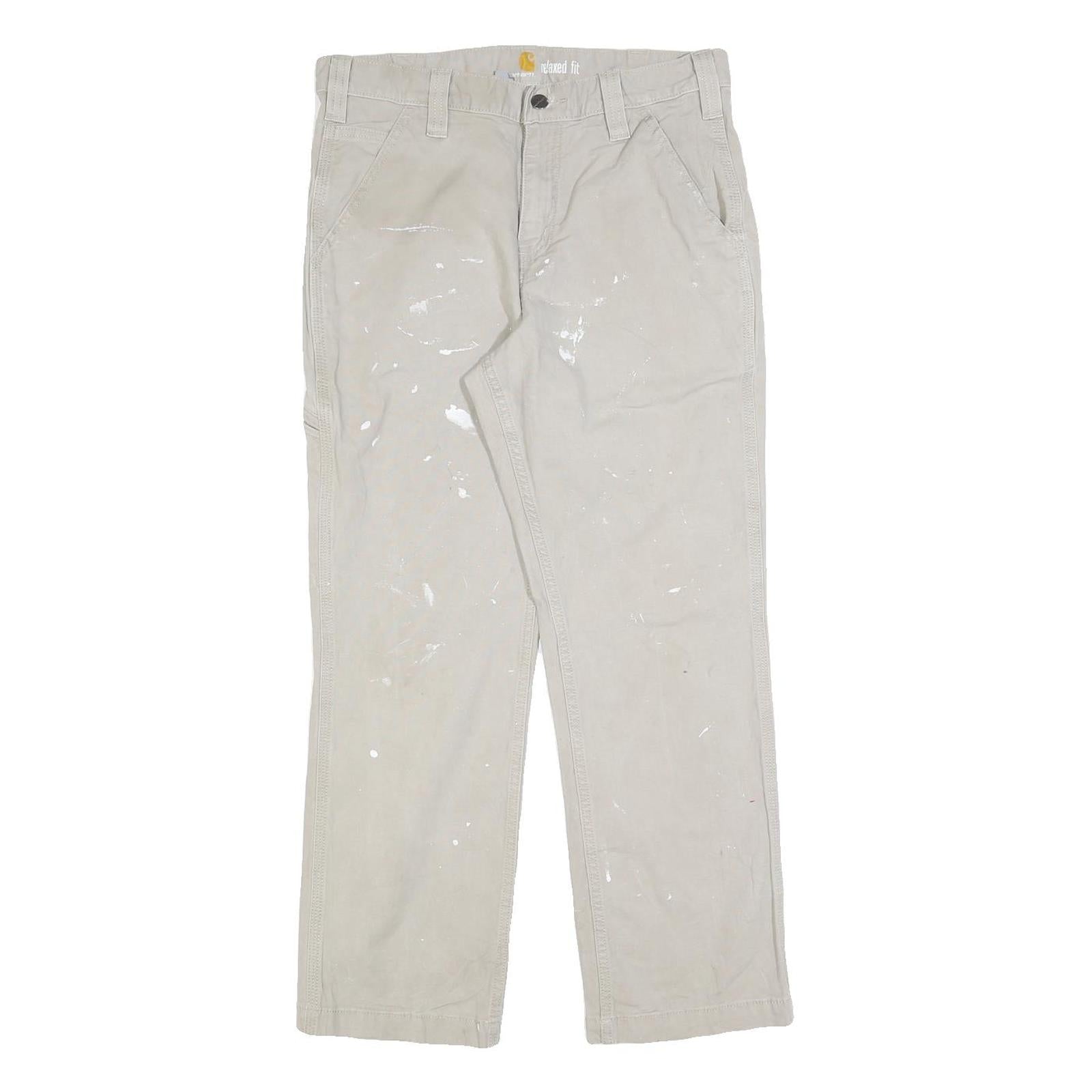 CARHARTT Mens Relaxed Fit Beige Cotton Blend Trousers W32 L28 Workwear Zip Refurbished - N/A refurbished available on Cerqular
