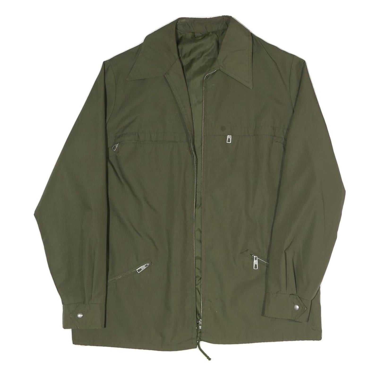 Mens Green Plain Zip Jacket M Polyester Blend Classic Casual Lightweight Refurbished - N/A refurbished available on Cerqular