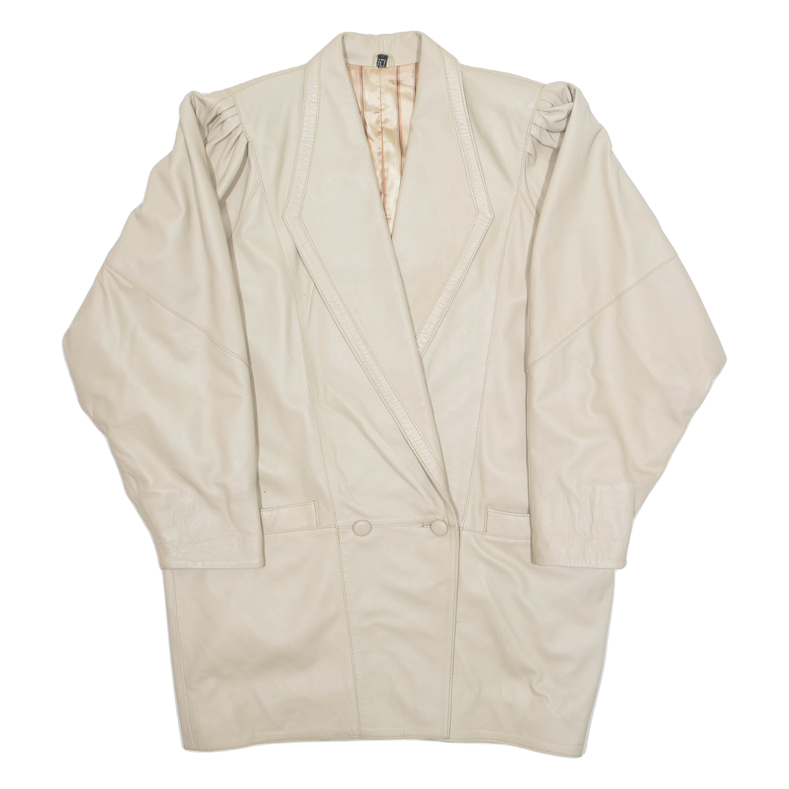 Womens Jacket Cream Faux Leather L Refurbished - N/A refurbished available on Cerqular
