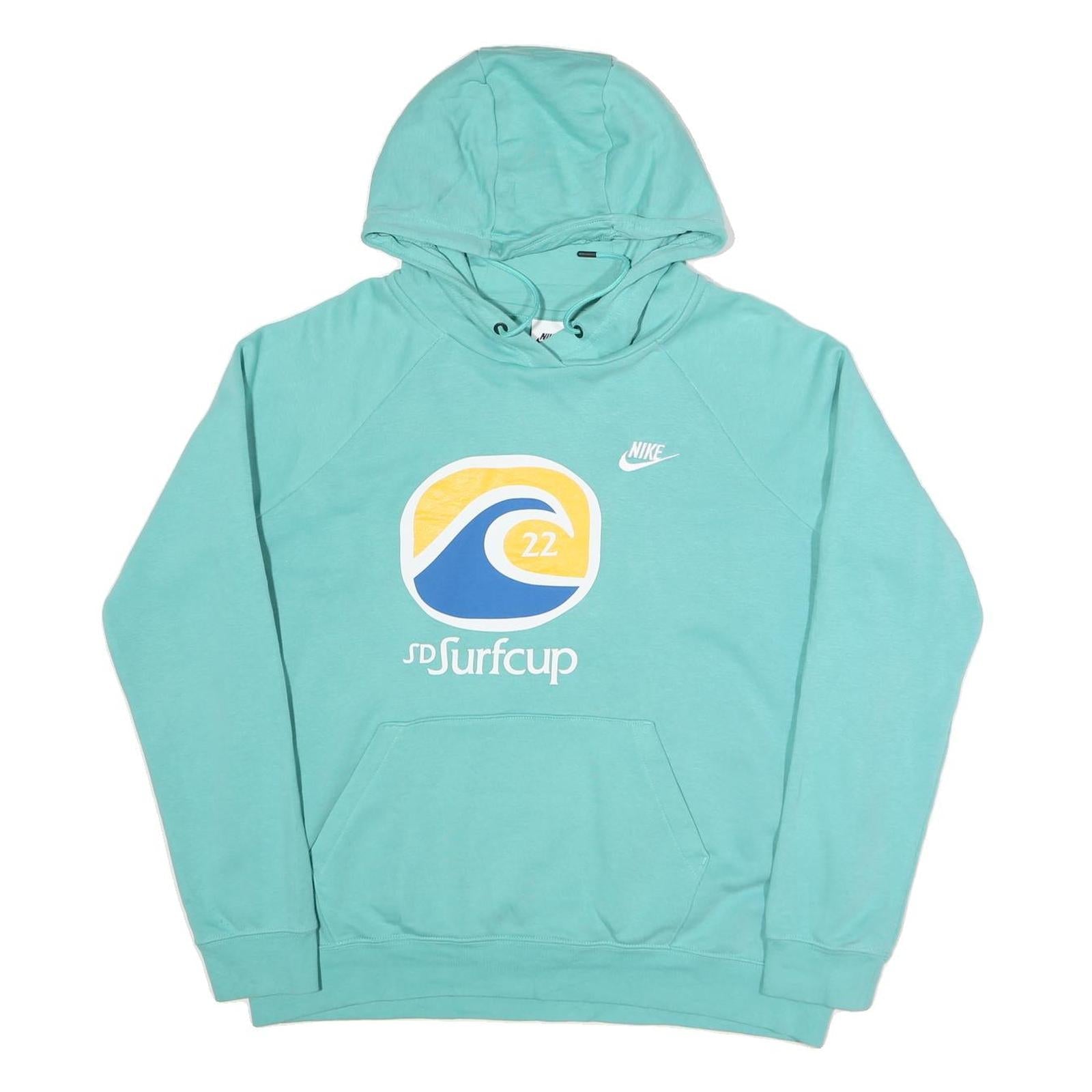 NIKE Mens Green & Blue Surf Cup Pullover Hoodie L Cotton Blend Casual Refurbished - N/A refurbished available on Cerqular
