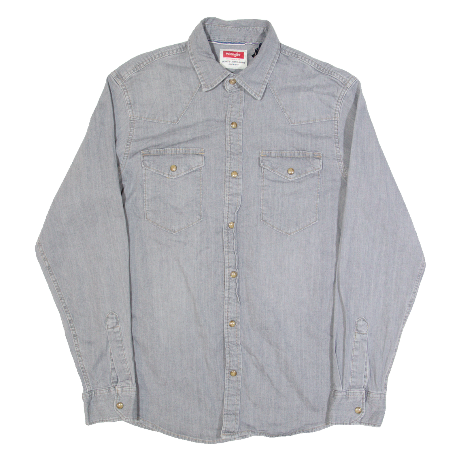 WRANGLER Mens Denim Shirt Grey Long Sleeve S Refurbished - N/A refurbished available on Cerqular