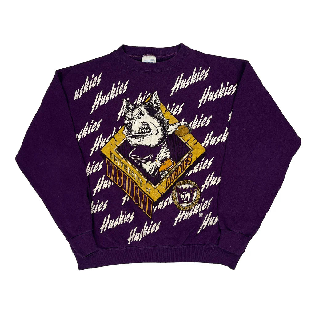University Of Washington Huskies Tultex College Sweatshirt - Large Purple Cotton Refurbished - Thrifted (note: this is a term often used to describe second- refurbished available on Cerqular