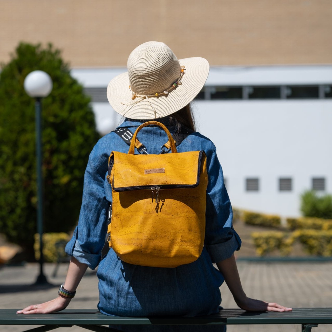 Trio Vegan Backpack Yellow | Choose Strap Style: Cork Strap Refurbished - My Vegan Bags refurbished available on Cerqular