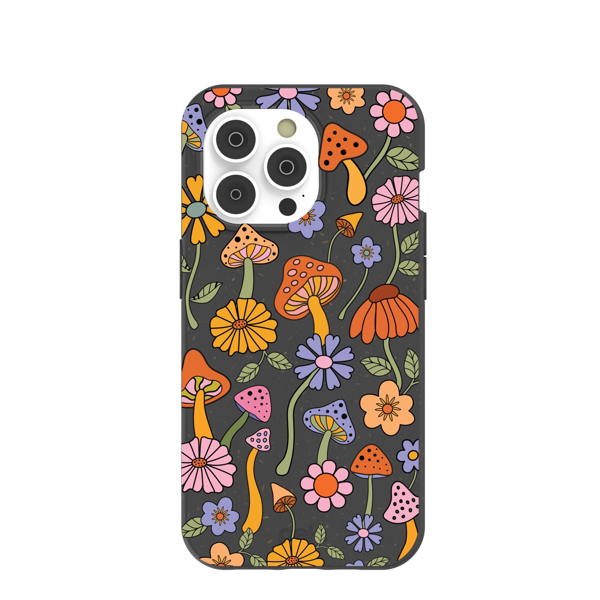 Black Midnight Shrooms iPhone 14 Pro Case Refurbished - Pela Case refurbished available on Cerqular