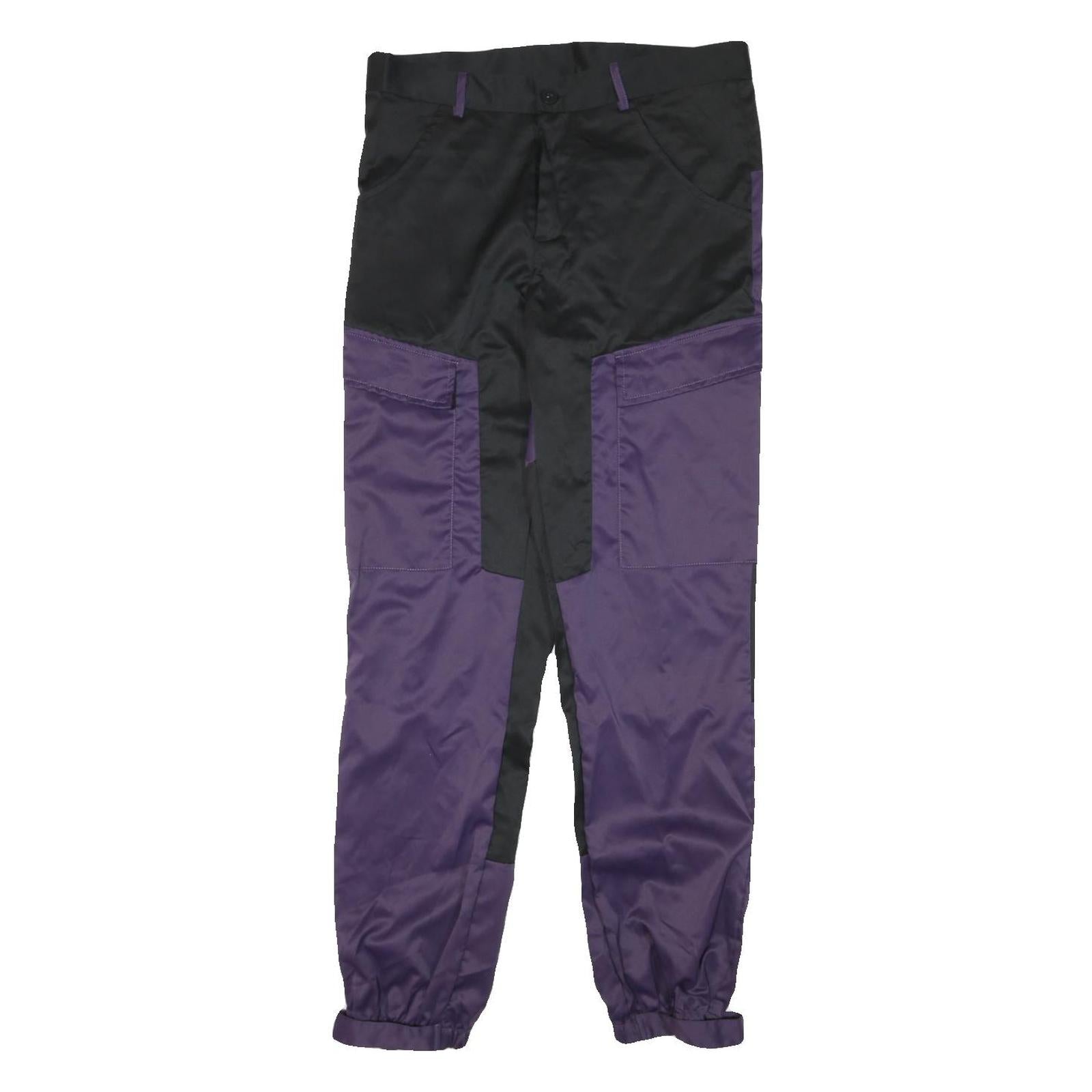 Womens Polyester Blend Black & Purple Relaxed Trousers W32 L30 Cargo Zip Pockets Refurbished - N/A refurbished available on Cerqular