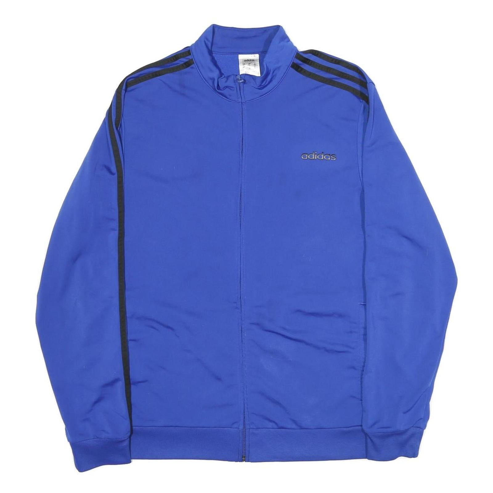 ADIDAS Mens Blue Black Track Jacket XL Polyester Zip Plain Sportswear Casual Refurbished - N/A refurbished available on Cerqular