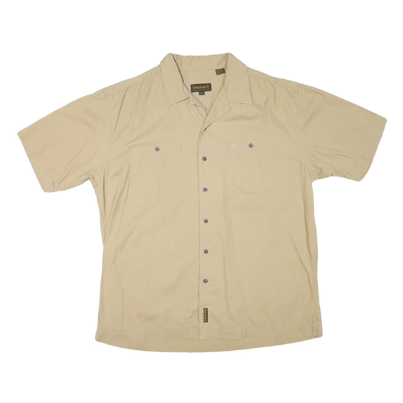TIMBERLAND Mens Beige Cotton Blend Shirt XL Casual Short Sleeve Buttons Refurbished - N/A refurbished available on Cerqular