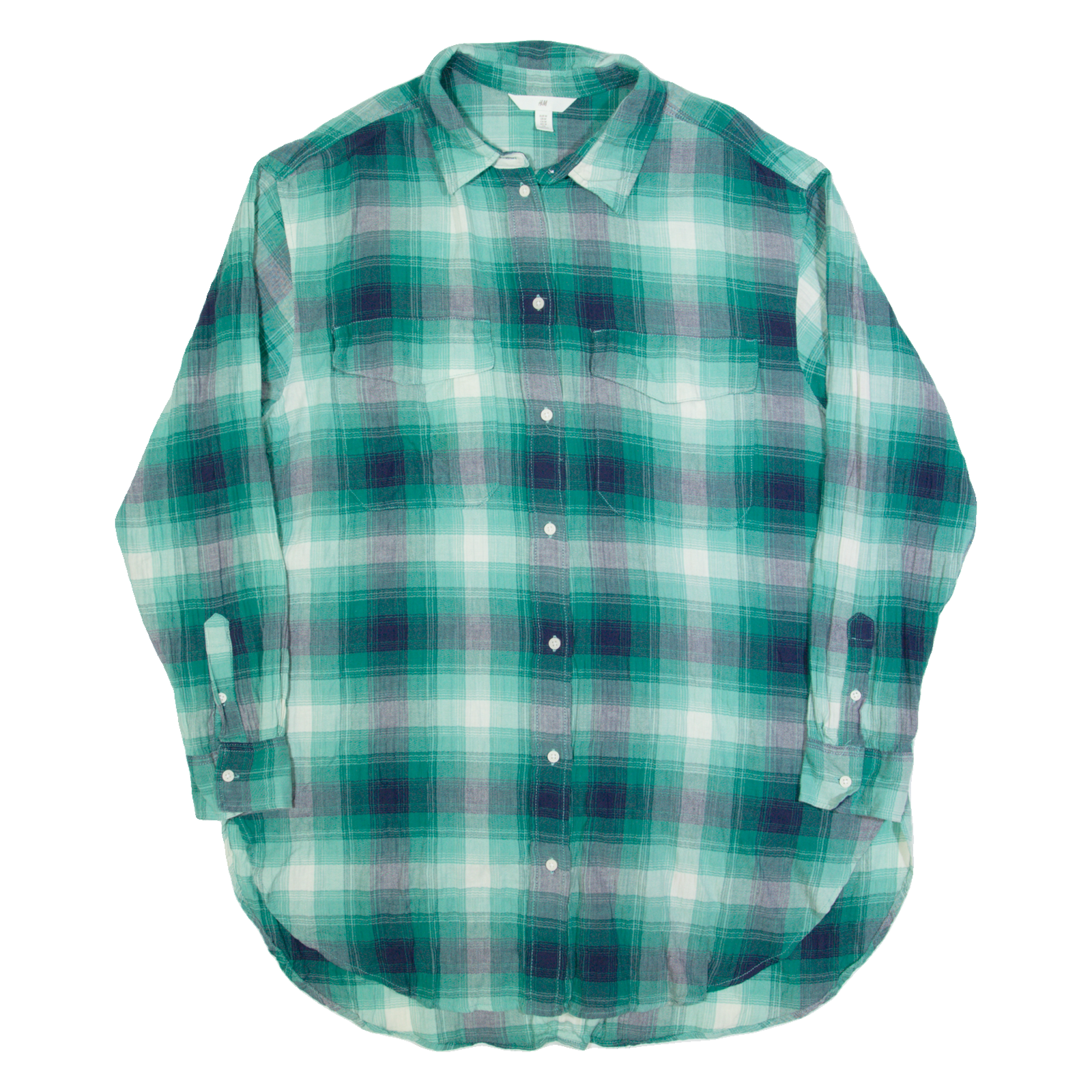 H&M Oversized Womens Shirt Dress Green Check Long Sleeve Knee Length M Refurbished - N/A refurbished available on Cerqular