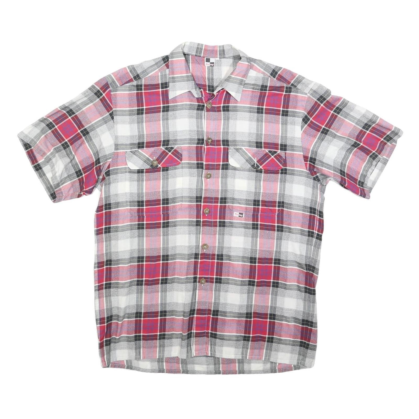 RACING Mens Red & Grey Check Shirt L Casual Cotton Blend Button Shirt Refurbished - N/A refurbished available on Cerqular