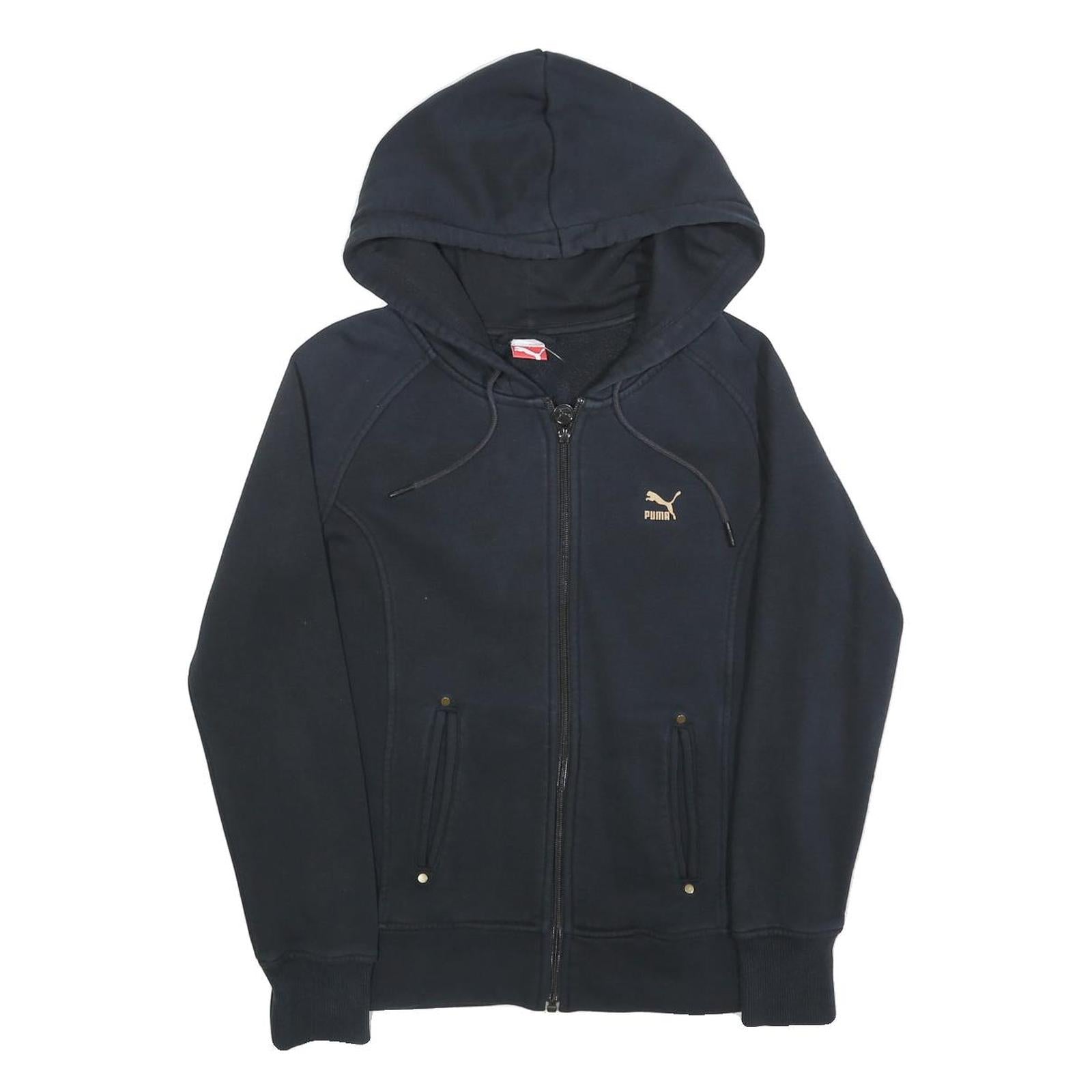 PUMA Womens Black Zip Hoodie M Cotton Blend Casual Lightweight Sweatshirt Refurbished - N/A refurbished available on Cerqular