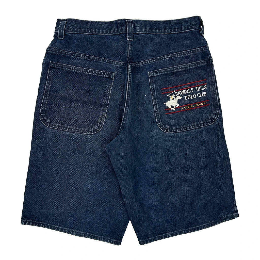 Beverly Hills Polo Club Denim Shorts - 34W 11L Dark Wash Denim Refurbished - Thrifted (note: this is a term often used to describe second- refurbished available on Cerqular