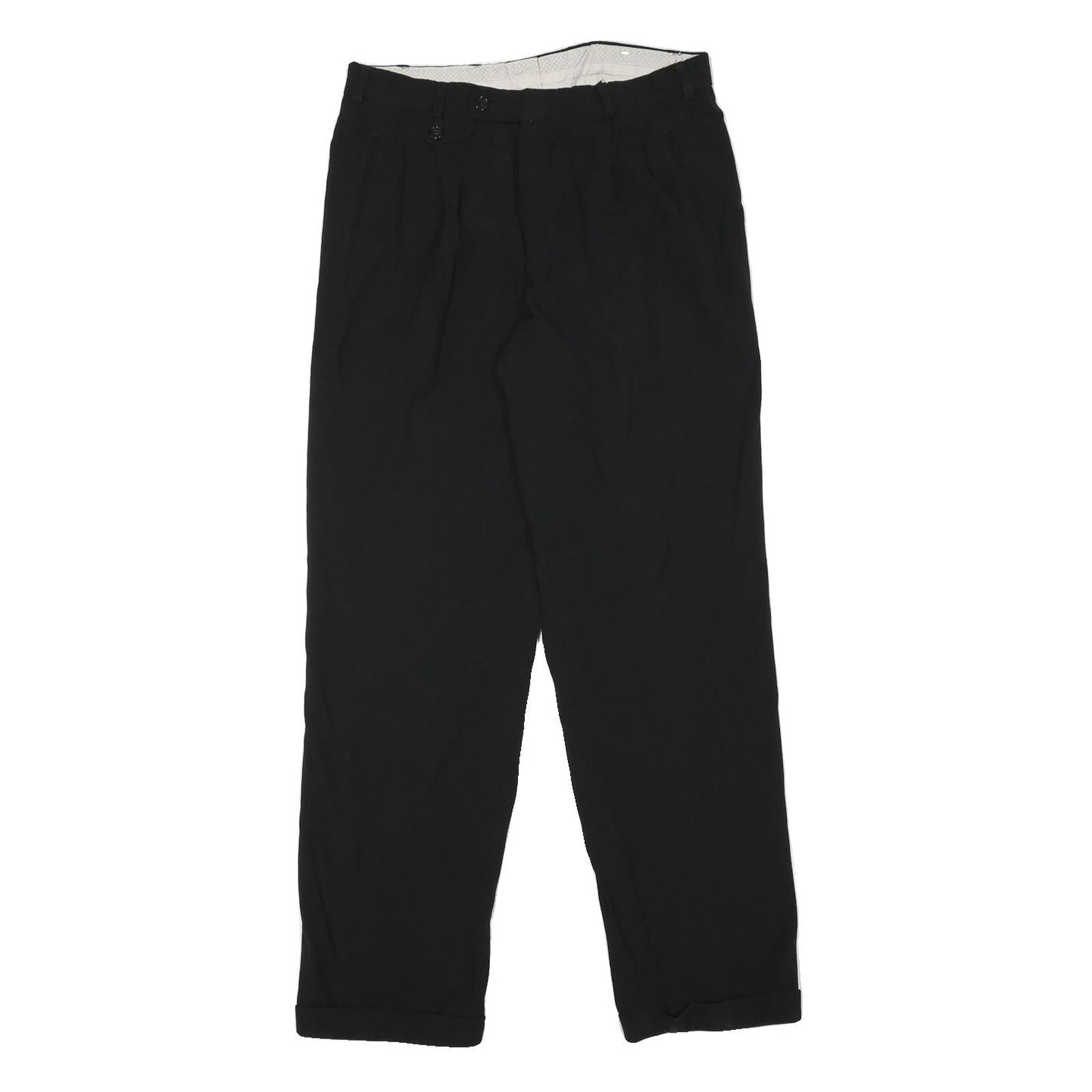 Mens Black Relaxed Fit Polyester Blend Trousers W29 L30 Zip Closure Plain Casual Refurbished - N/A refurbished available on Cerqular