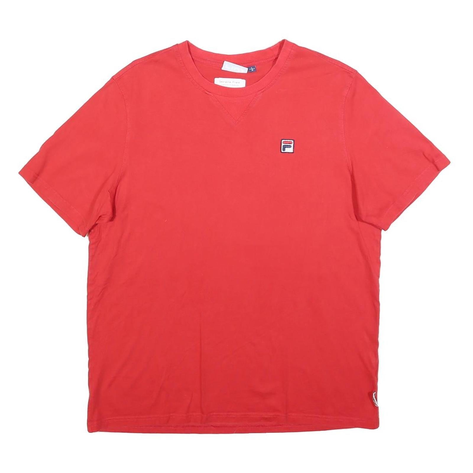 FILA Mens Red T-Shirt L Short Sleeve Crew Neck Classic Cotton Blend Casual Refurbished - N/A refurbished available on Cerqular