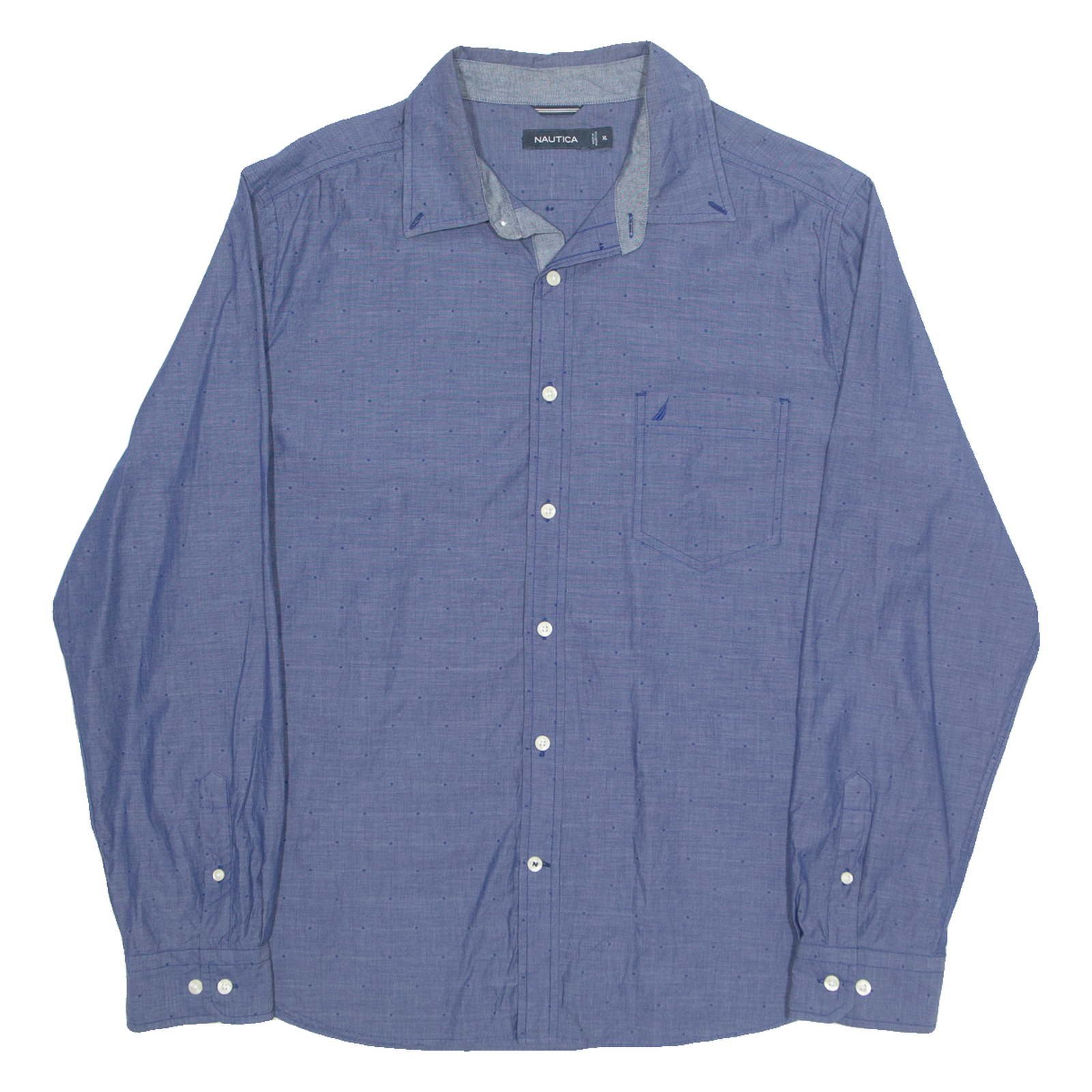 NAUTICA Mens Shirt Blue Spotted Long Sleeve XL Refurbished - N/A refurbished available on Cerqular