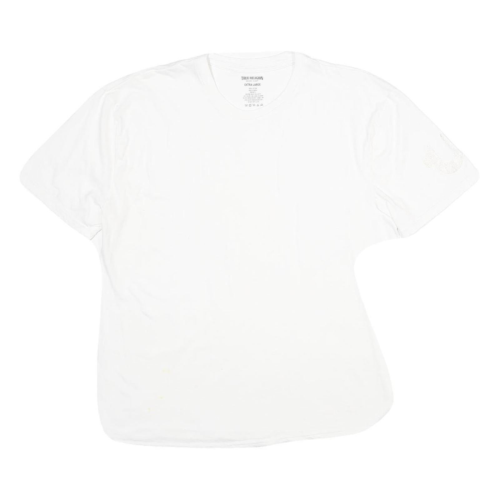 TRUE RELIGION Mens White XL Plain Short Sleeve Crew Neck Cotton T-Shirt Refurbished - N/A refurbished available on Cerqular