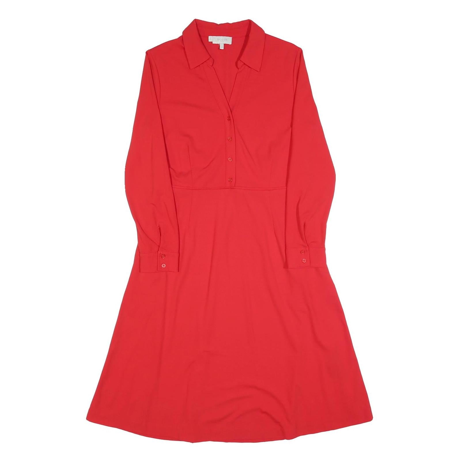 HOBBS LONDON Womens Red Day Polyester Blend Plain Long Sleeve Knee Length UK 12 Refurbished - N/A refurbished available on Cerqular