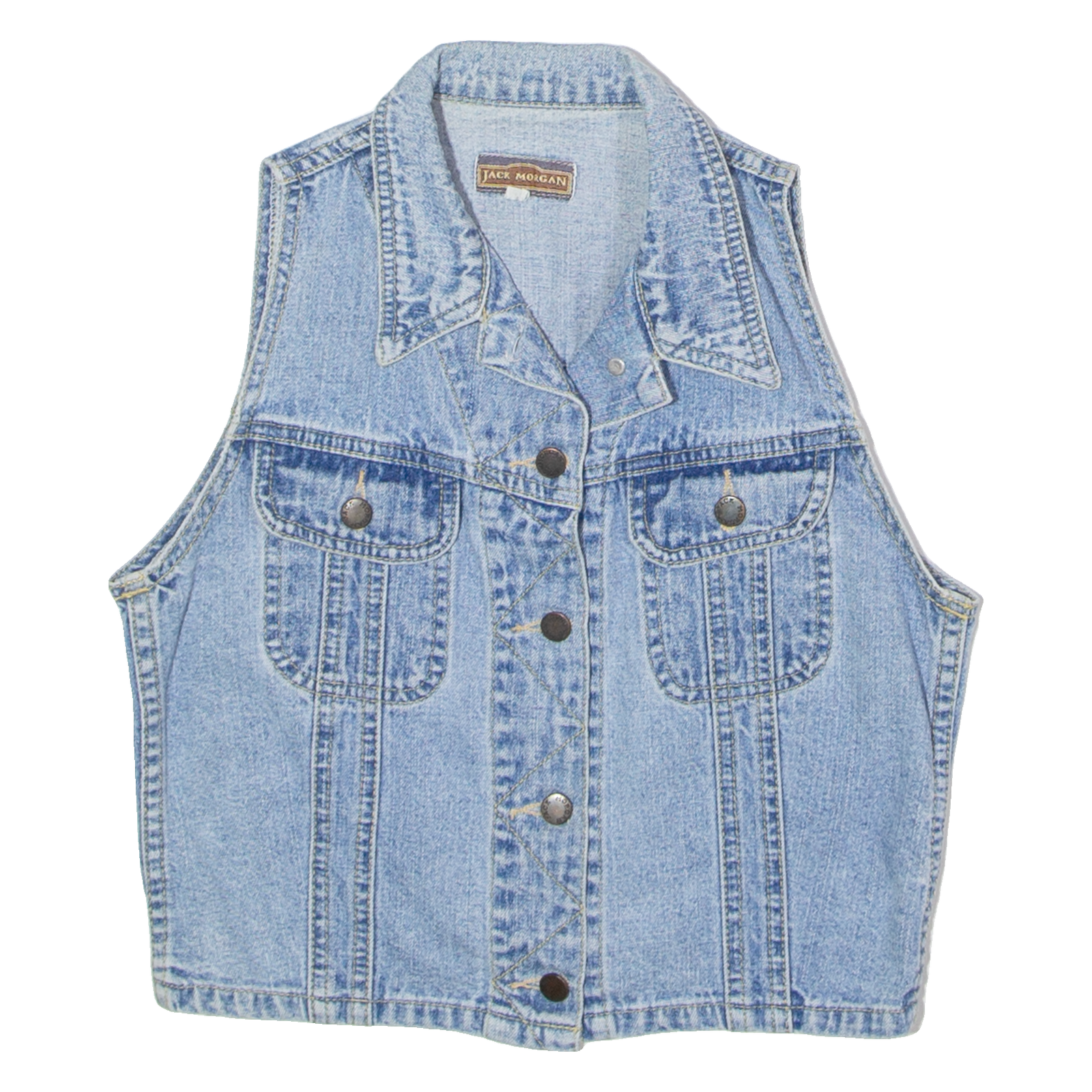 JACK MORGAN Womens Denim Waistcoat Blue 90s UK 6 Refurbished - N/A refurbished available on Cerqular