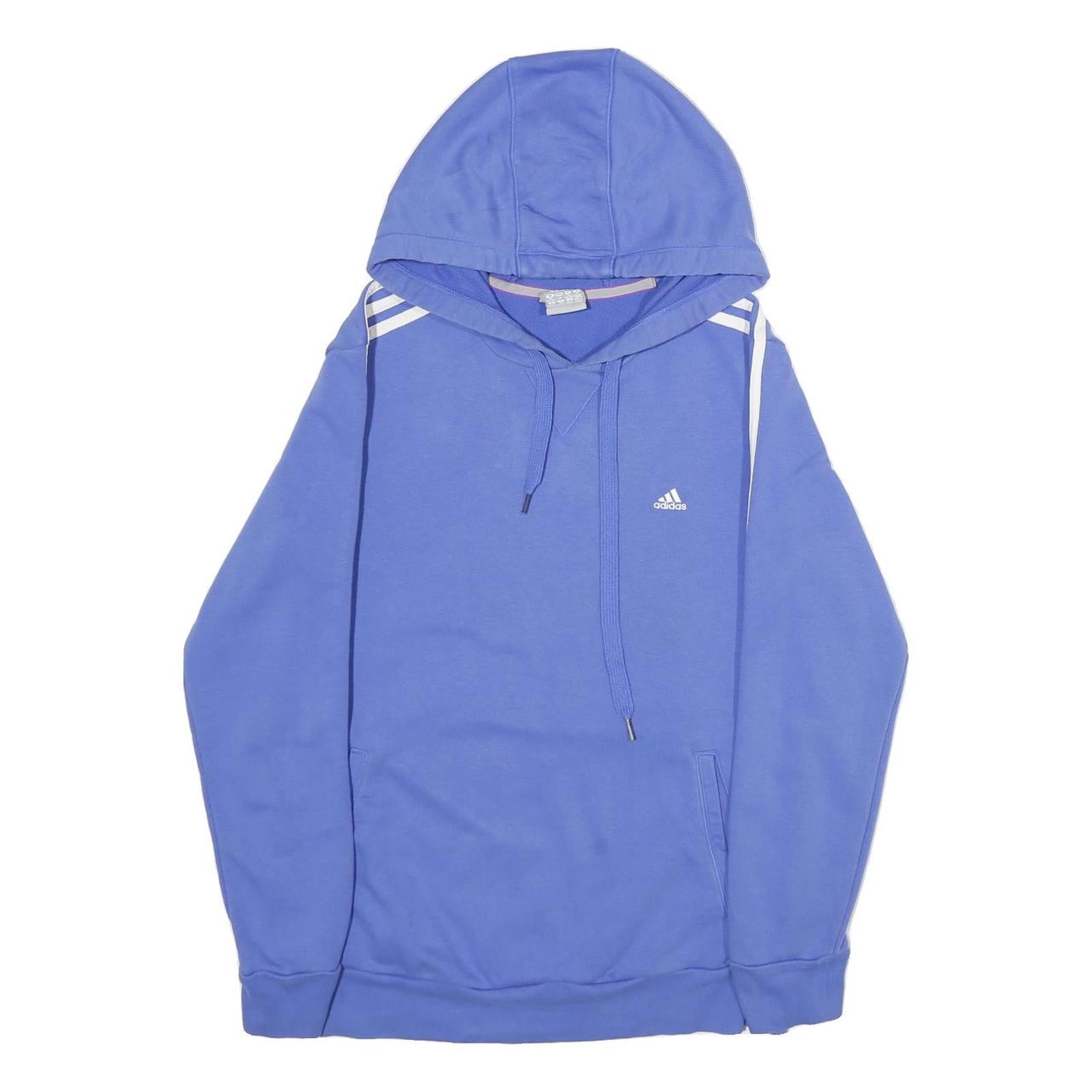 ADIDAS Womens Blue Pullover Hoodie M Cotton Blend Casual Sportswear Refurbished - N/A refurbished available on Cerqular