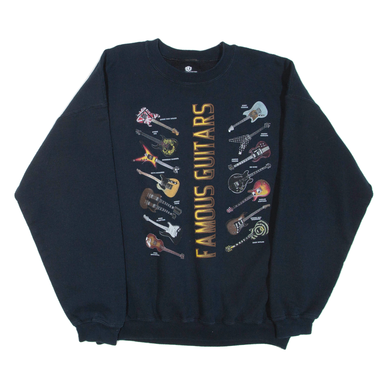 COVINGTON Famous Guitars Mens Sweatshirt Black Crew Neck XL Refurbished - N/A refurbished available on Cerqular