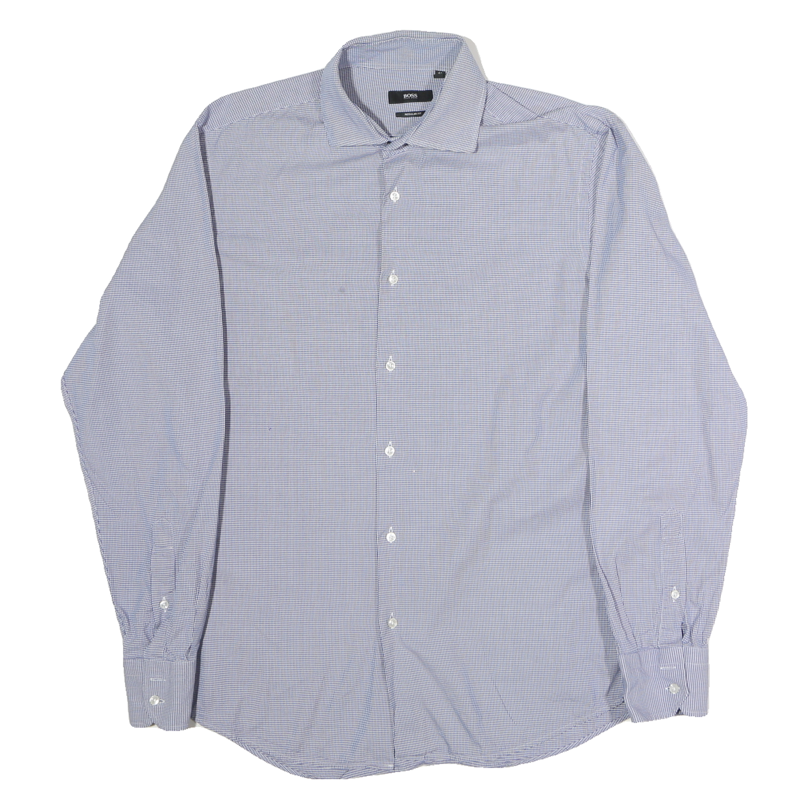 BOSS HUGO BOSS Mens Blue Check Shirt M Business Casual Cotton Long Sleeve Refurbished - N/A refurbished available on Cerqular