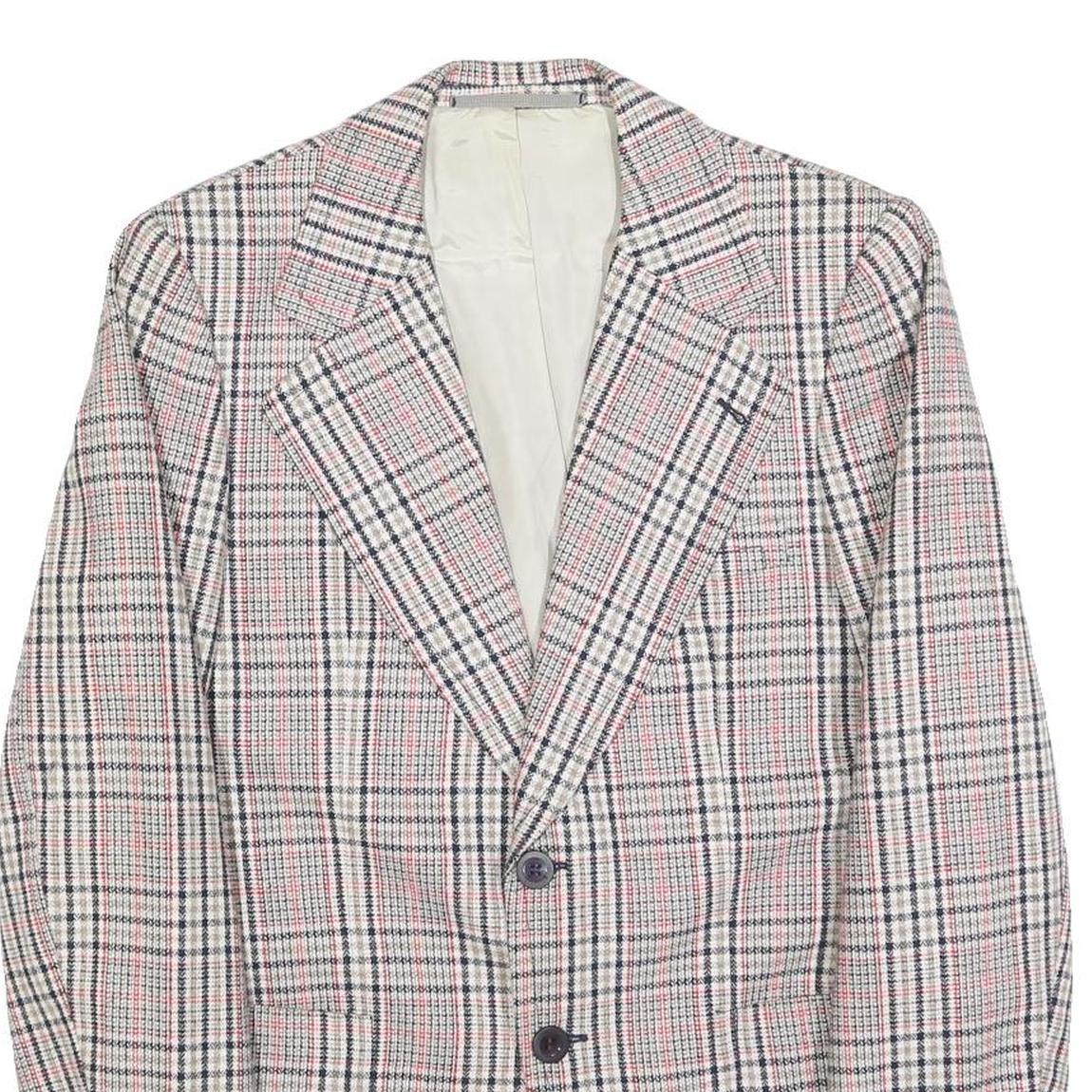 Mens Beige and Pink Checked Classic Jacket M Wool Blend Button Closure Refurbished - N/A refurbished available on Cerqular