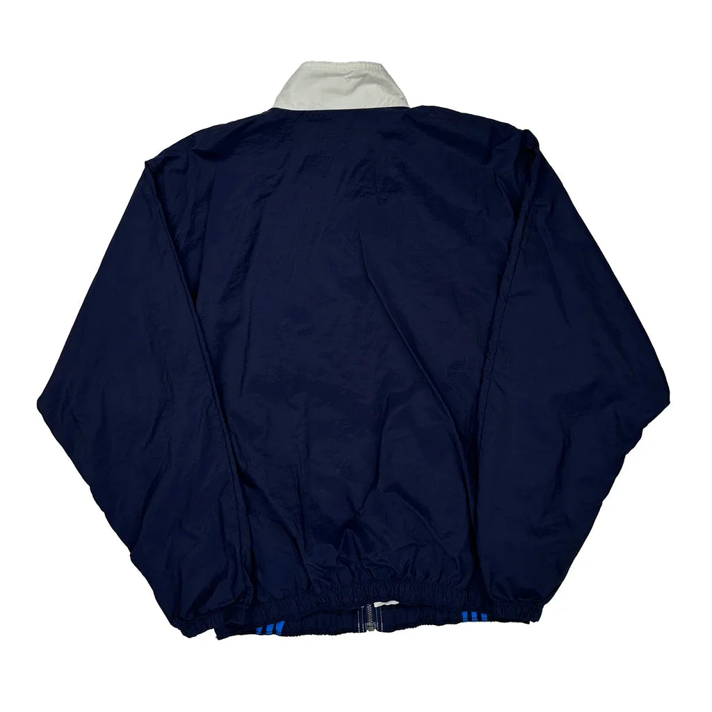 Adidas Track Jacket - Large Navy Nylon Refurbished - Thrifted (note: this is a term often used to describe second- refurbished available on Cerqular