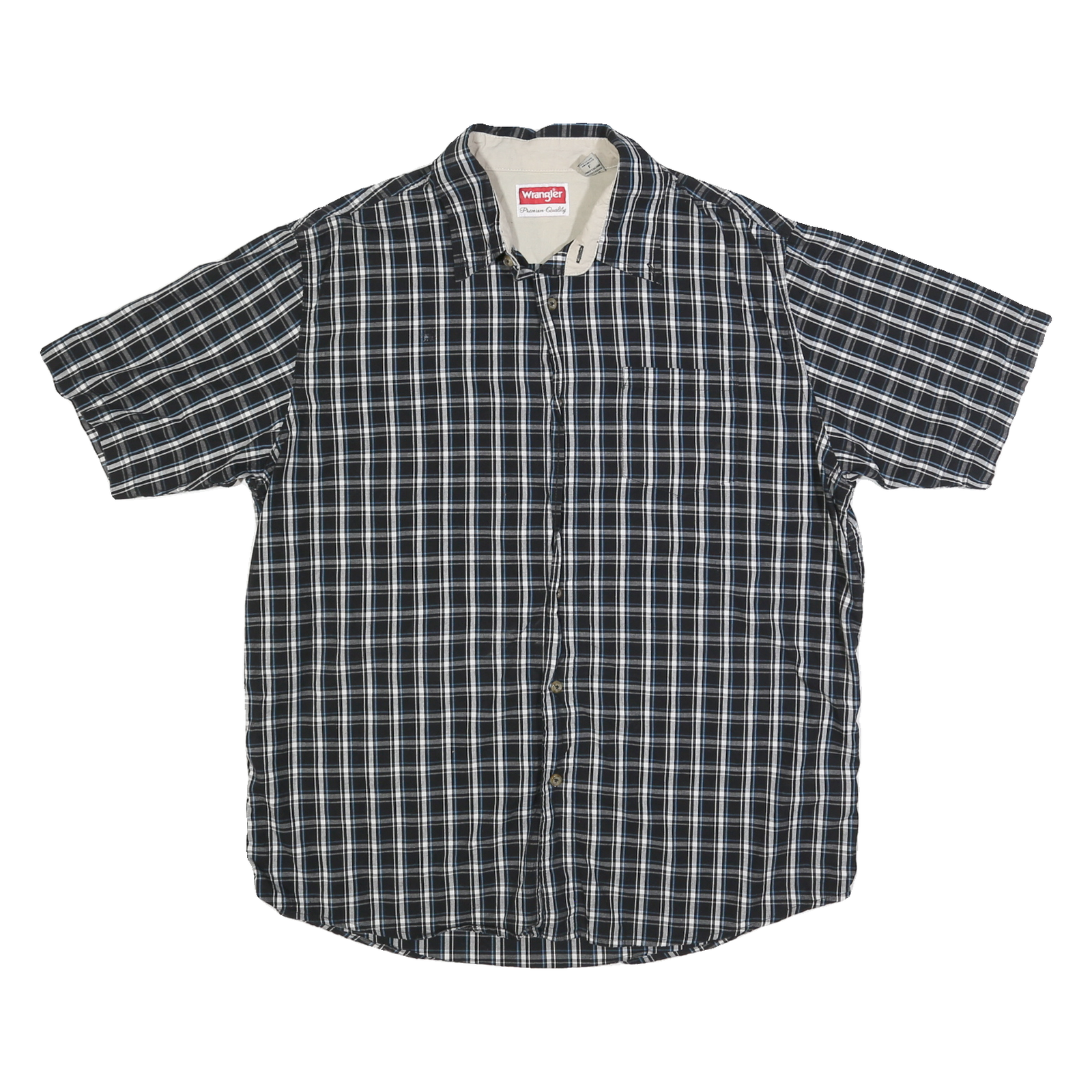 WRANGLER Mens Black & White Cotton Blend Check Shirt L Casual Short Sleeve Retro Refurbished - N/A refurbished available on Cerqular