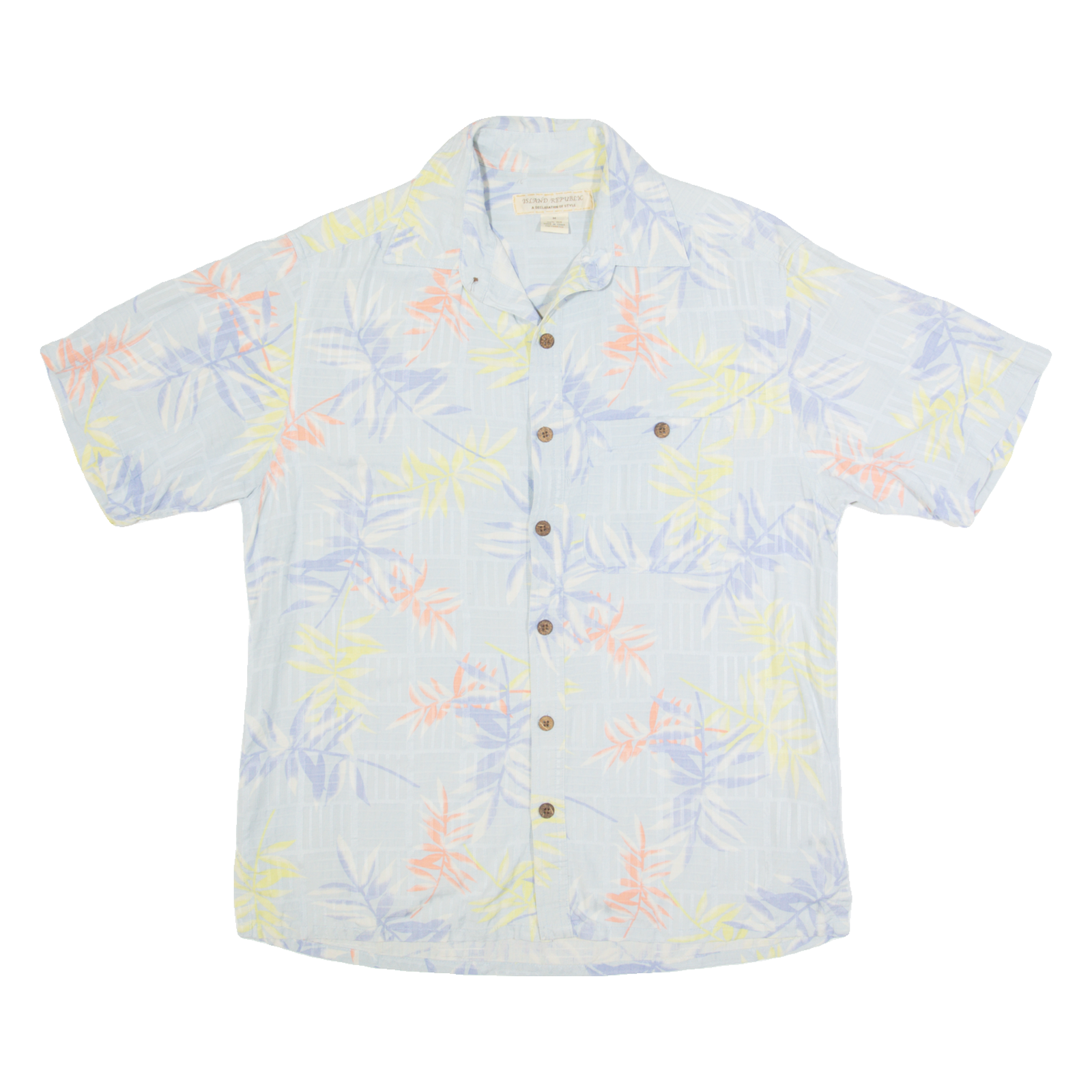 ISLAND REPUBLIC Mens Hawaiian Shirt Blue Silk 90s Floral M Refurbished - N/A refurbished available on Cerqular