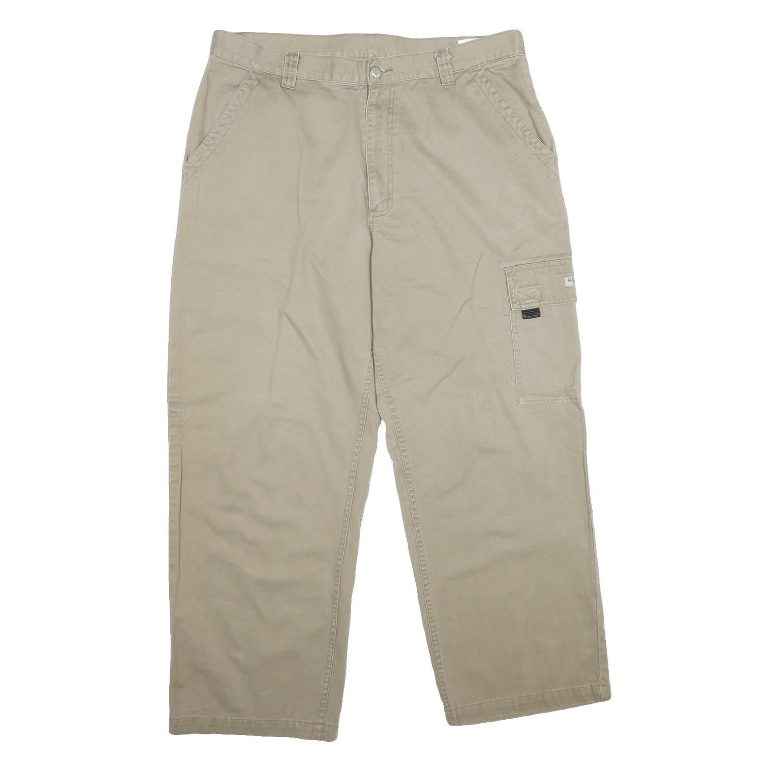 WRANGLER Mens Cotton Beige Regular Straight Trousers W36 L30 Cargo Style Refurbished - N/A refurbished available on Cerqular