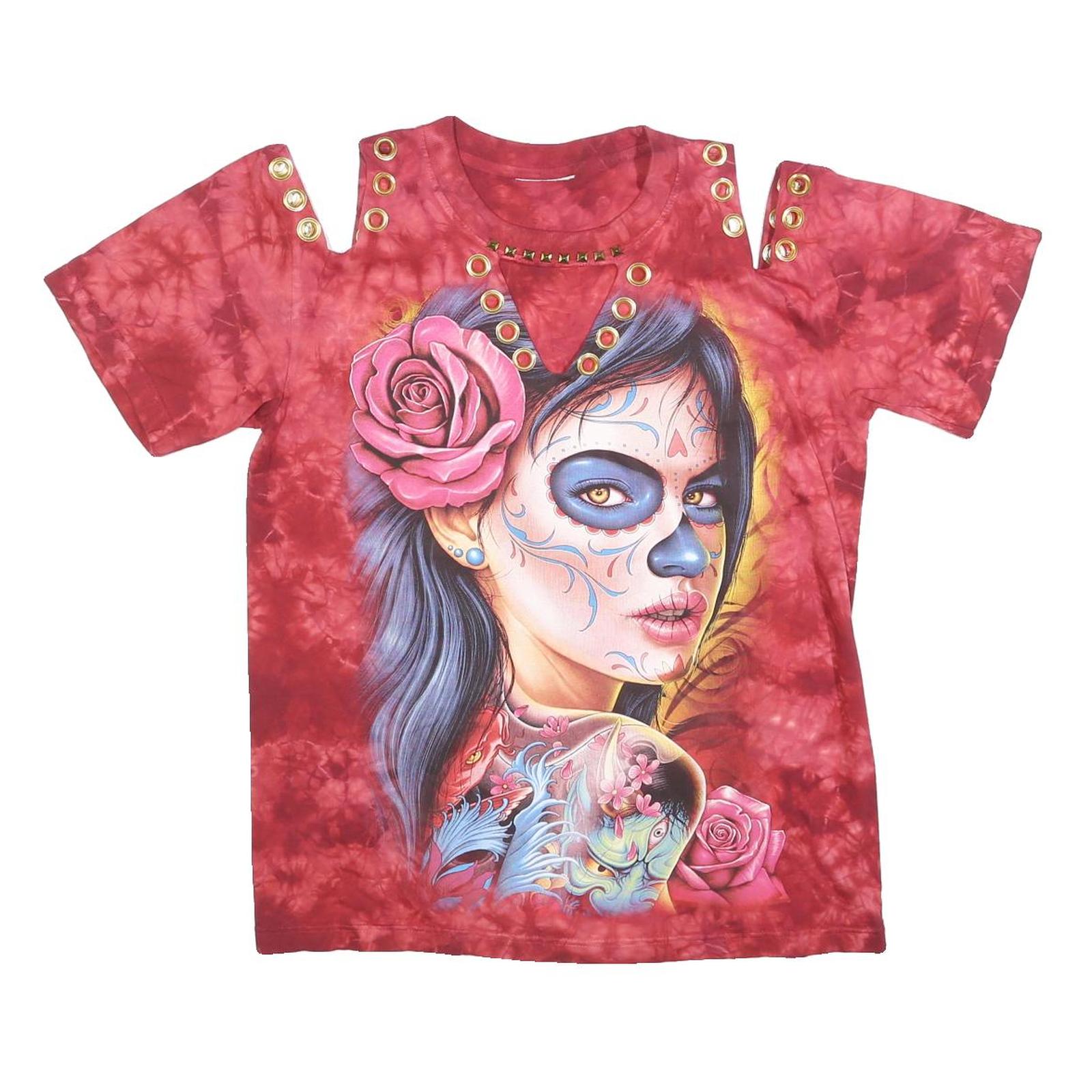 Buy Womens Red Cotton Blend Printed Cold Shoulder Short Sleeve Round Neck Top L Refurbished - $18.19 Womens Red Cotton Blend Printed Cold Shoulder Short Sleeve Round Neck Top L Refurbished - N/A refurbished available on Cerqular