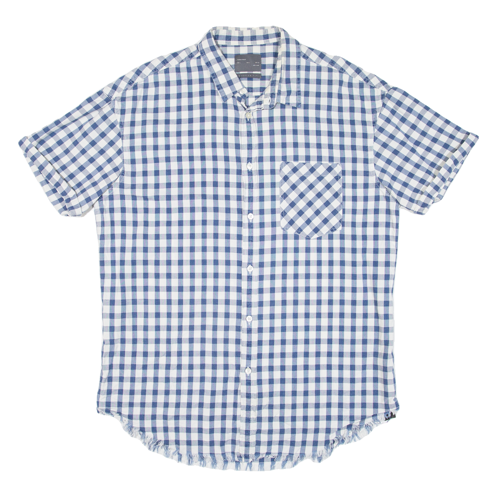 ZARA MAN Mens Shirt Blue Check L Refurbished - N/A refurbished available on Cerqular
