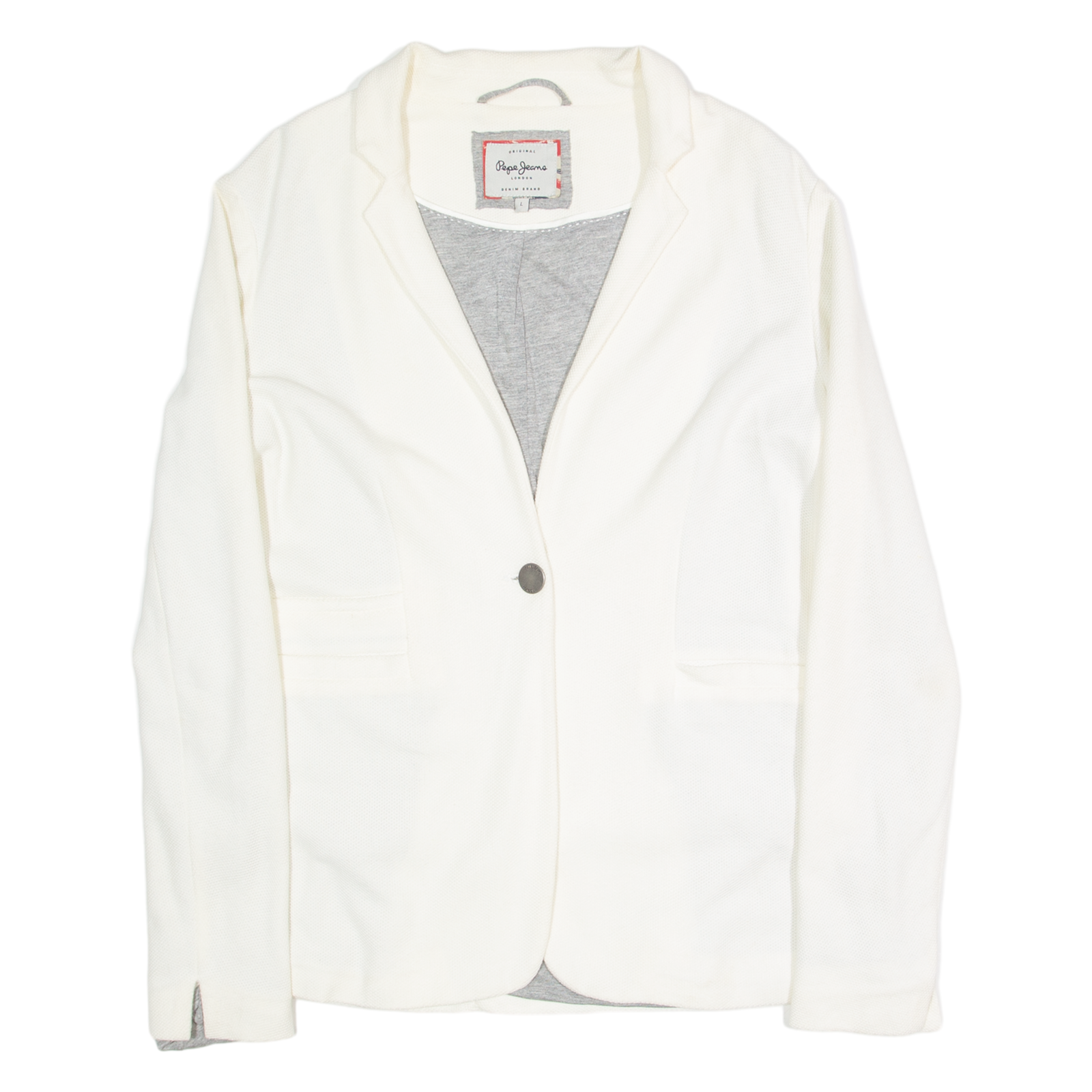 PEPE JEANS Womens Blazer Jacket Cream L Refurbished - N/A refurbished available on Cerqular