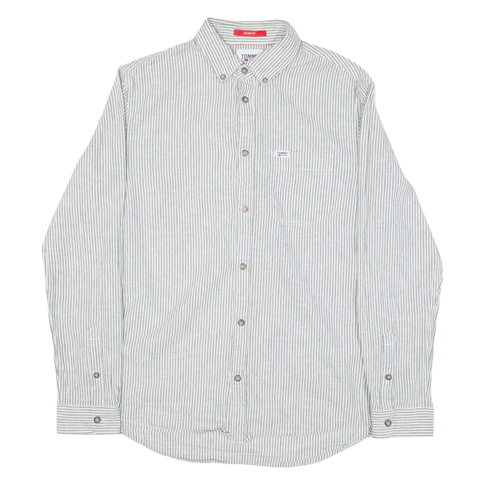 TOMMY HILFIGER Mens Shirt Green Striped Long Sleeve S Refurbished - N/A refurbished available on Cerqular