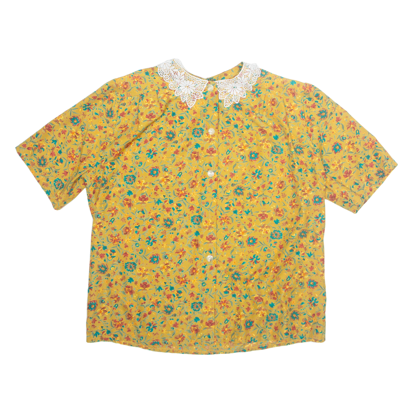 FOSCHINI Womens Printed Blouse Brown Collared Floral M Refurbished - N/A refurbished available on Cerqular