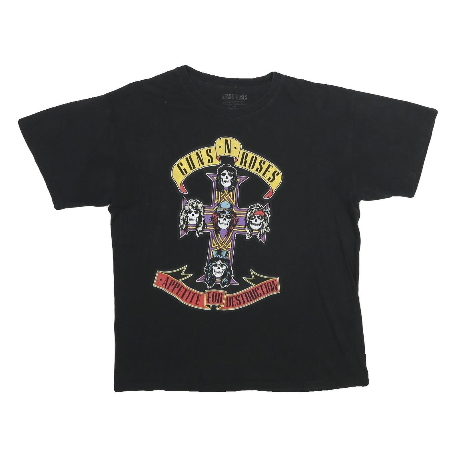 GUNS'N'ROSES Mens Black Appetite For Destruction Graphic T-Shirt L Short Sleeve Refurbished - N/A refurbished available on Cerqular