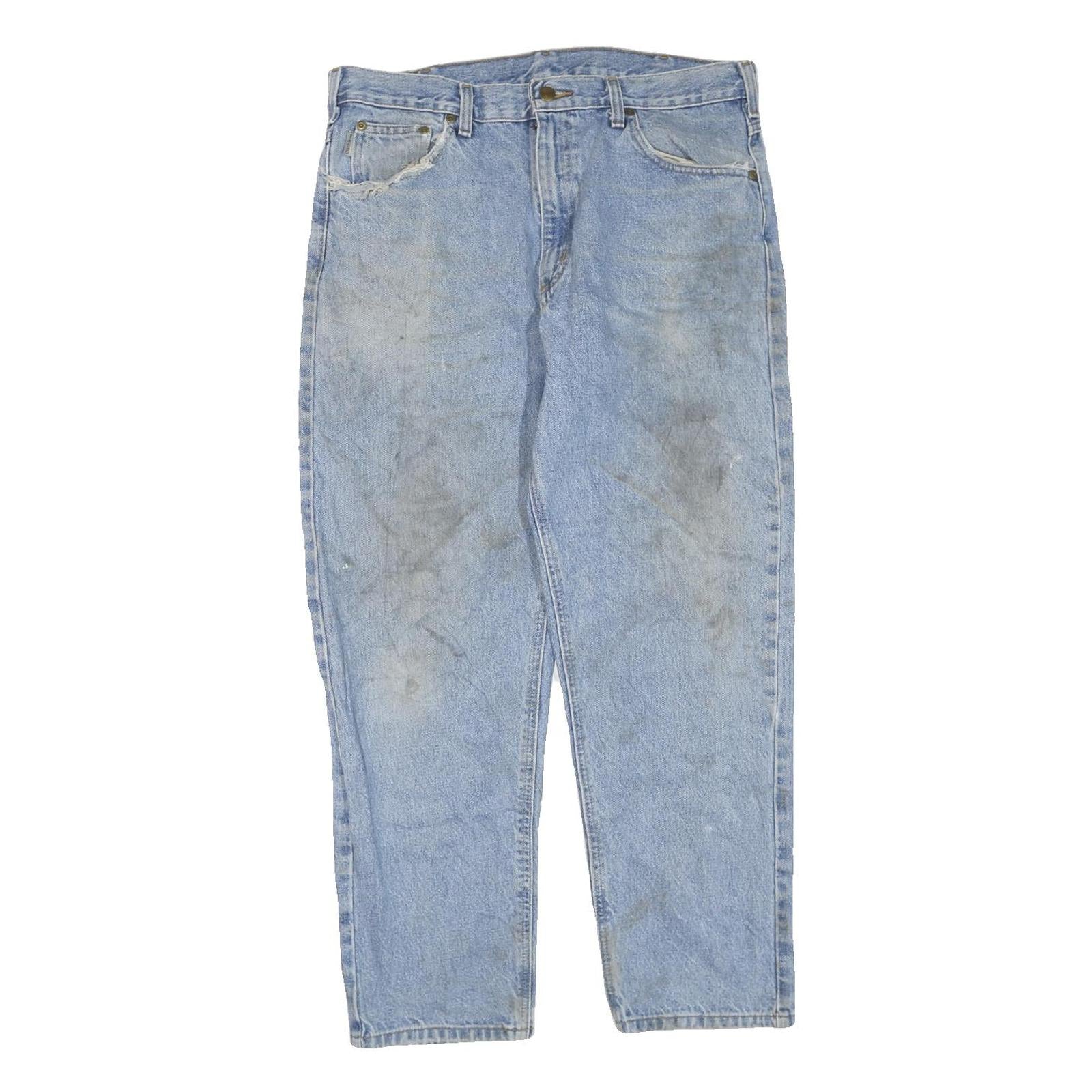 CARHARTT Mens Jeans Blue Regular Straight Denim Light W36 L30 Durable Workwear Refurbished - N/A refurbished available on Cerqular
