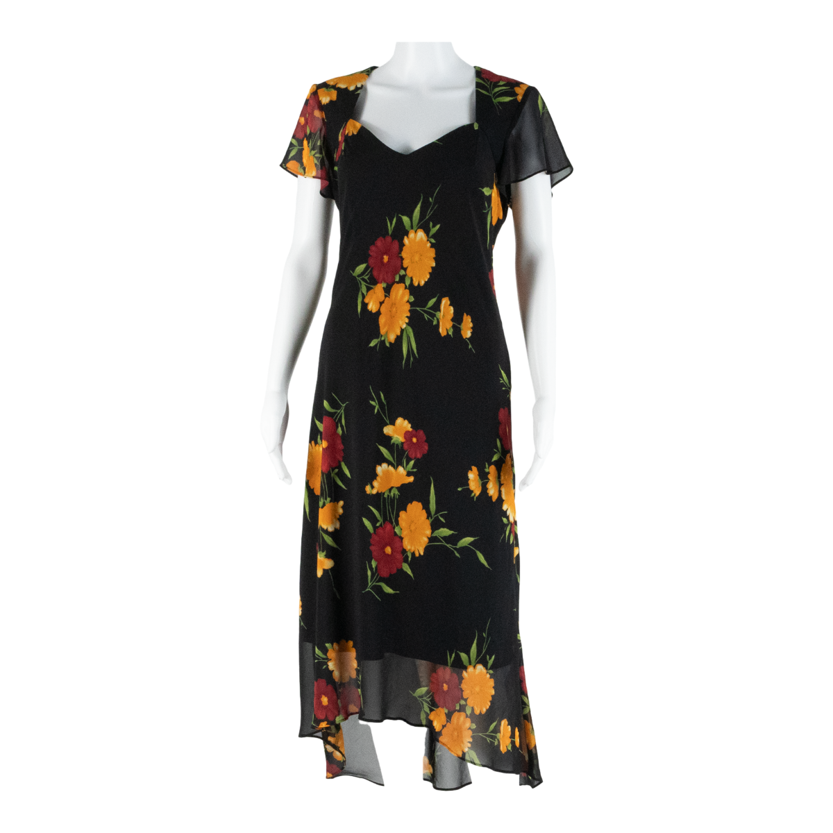 MENU Womens Day Dress Black Floral Short Sleeve Hi-Low S Refurbished - N/A refurbished available on Cerqular