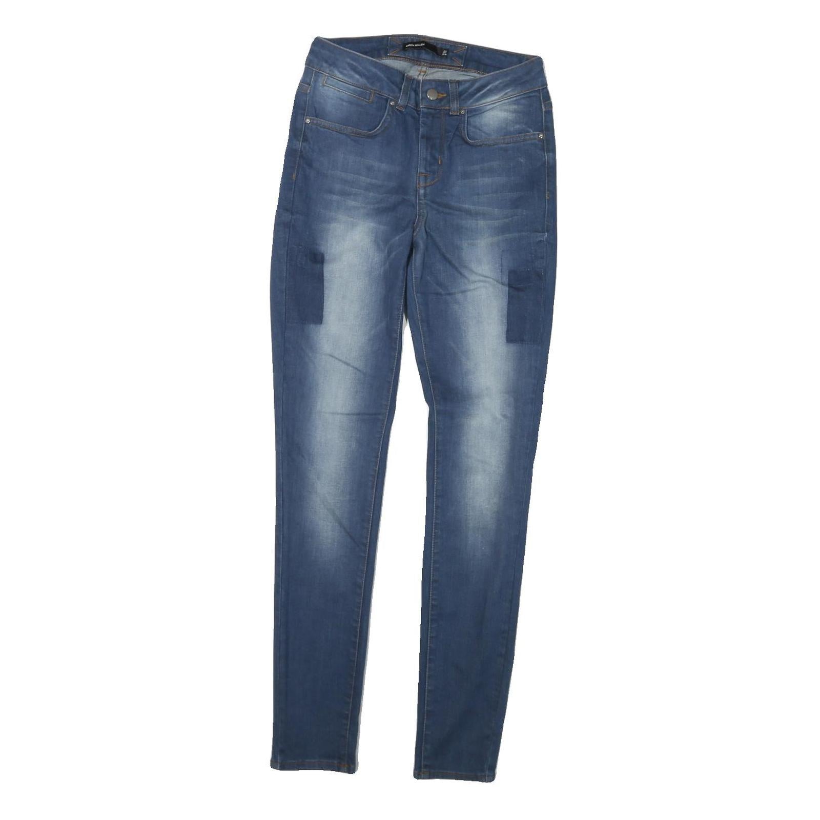 KAREN MILLEN Womens Slim Blue Denim Light W26 L29 Cotton Blend Zip Jeans Refurbished - N/A refurbished available on Cerqular