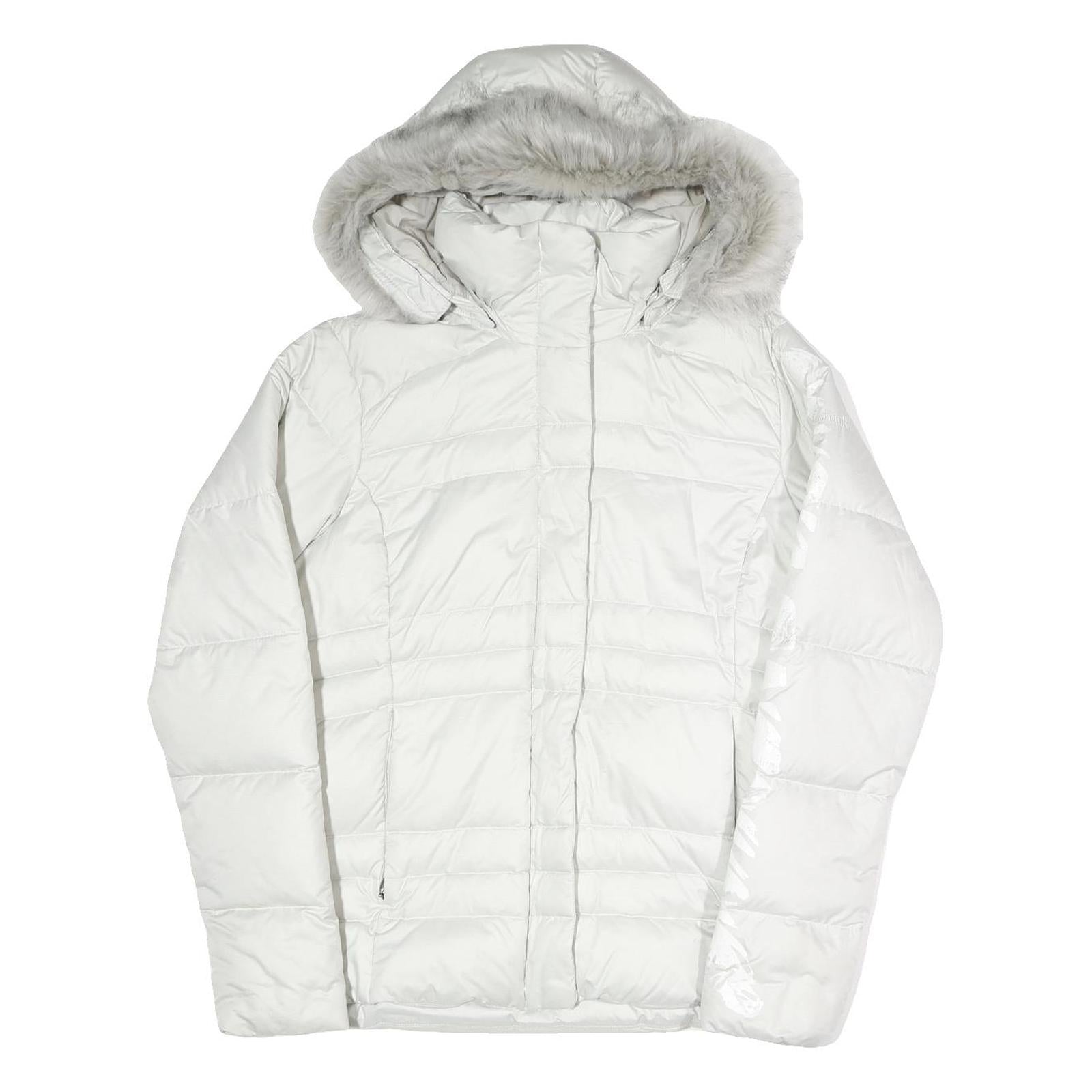 COLUMBIA Womens White Puffer Jacket L Polyester Blend Hooded Zip Outdoor Refurbished - N/A refurbished available on Cerqular