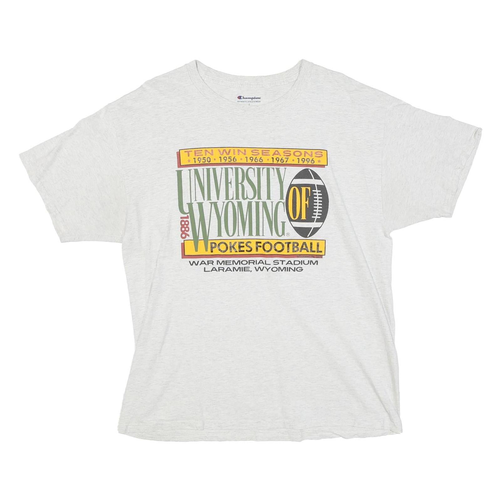 CHAMPION Mens White University Of Wyoming Graphic T-Shirt L Short Sleeve Crew Refurbished - N/A refurbished available on Cerqular