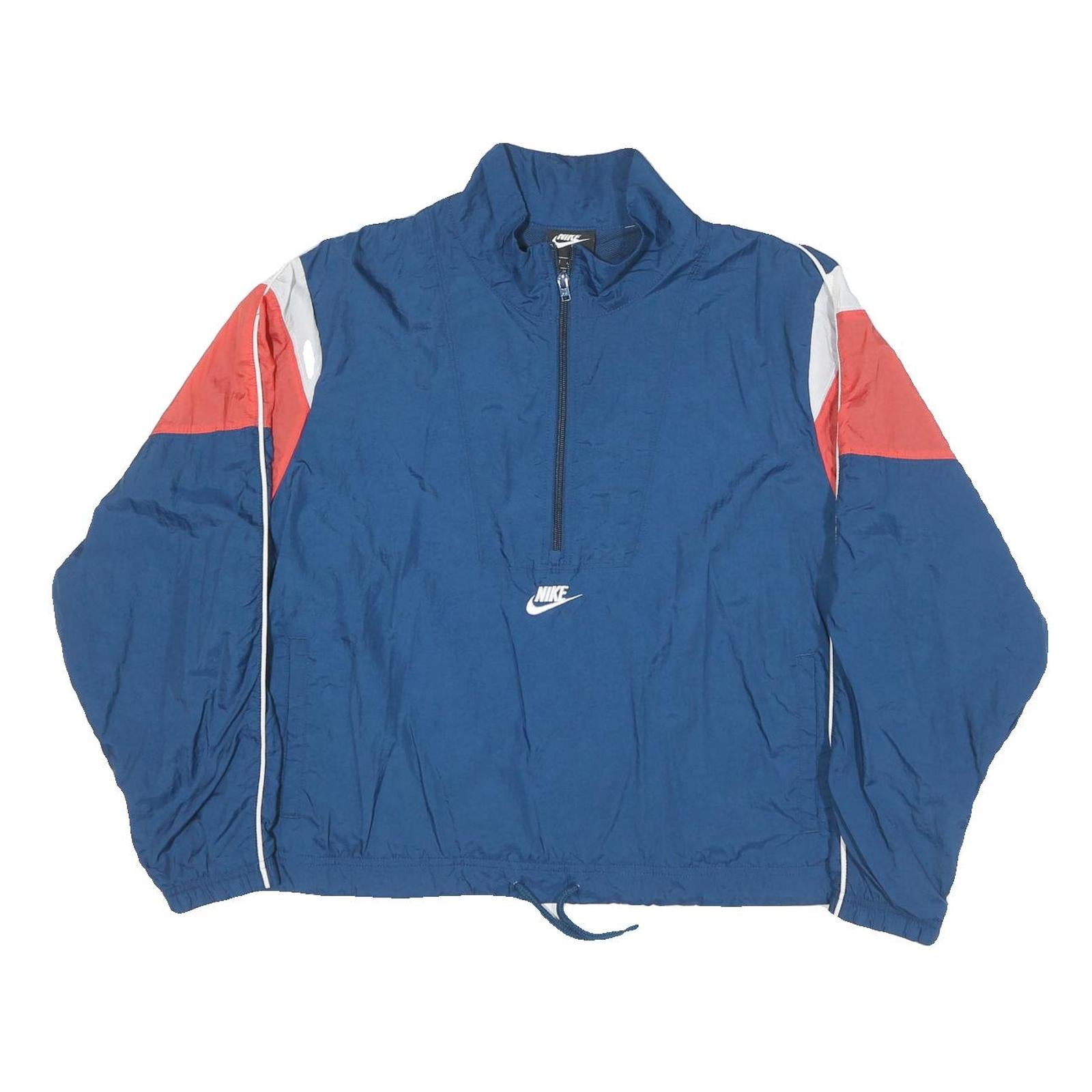 NIKE Womens Blue & Red Track Jacket M Polyester Blend Zip Collar Refurbished - N/A refurbished available on Cerqular
