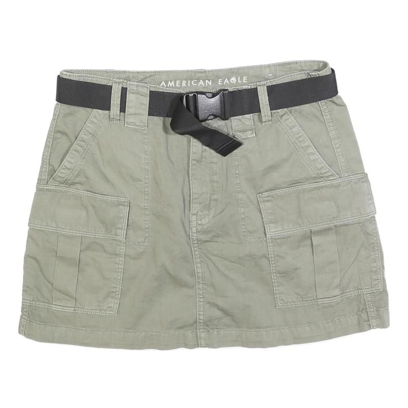 AMERICAN EAGLE Womens Green Cargo Mini Cotton Blend Skirt M Casual Pockets Refurbished - N/A refurbished available on Cerqular