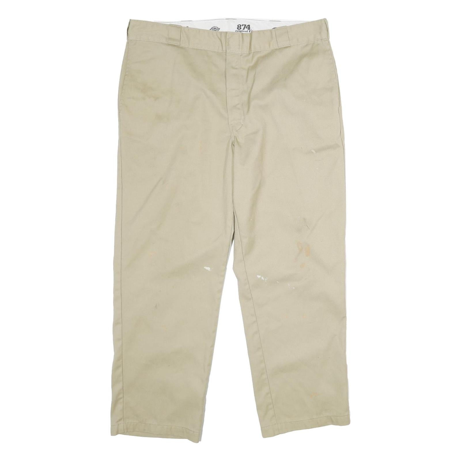 DICKIES Mens Classic Beige Polyester Blend Trousers W40 L30 Workwear Straight Refurbished - N/A refurbished available on Cerqular