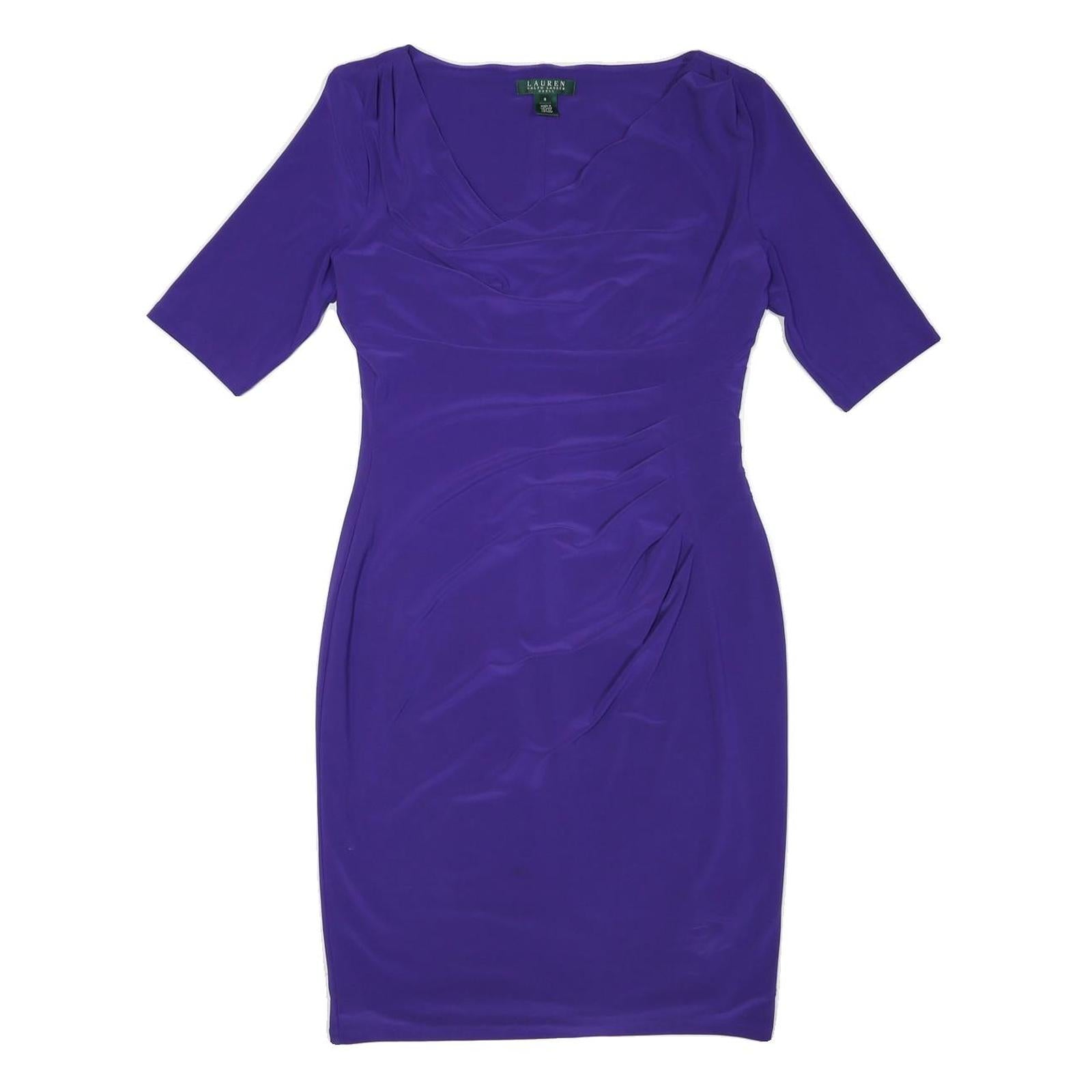 LAUREN RALPH LAUREN Womens Purple Day Polyester Blend Sheath Dress UK 8 Elegant Refurbished - N/A refurbished available on Cerqular